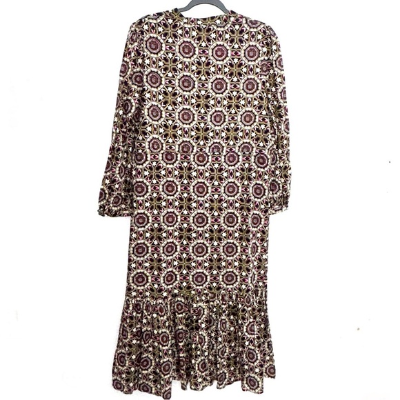 Jude Connally Tile Medallion Printed Tiered Boho Cotton Midi Dress Size Medium - Picture 11 of 11